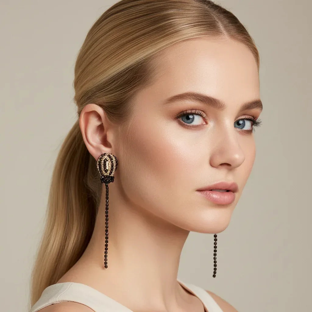 Orecchini Luna Nera - Uncinetto Glamour con Swarovski - Légèreté 🎈by SA