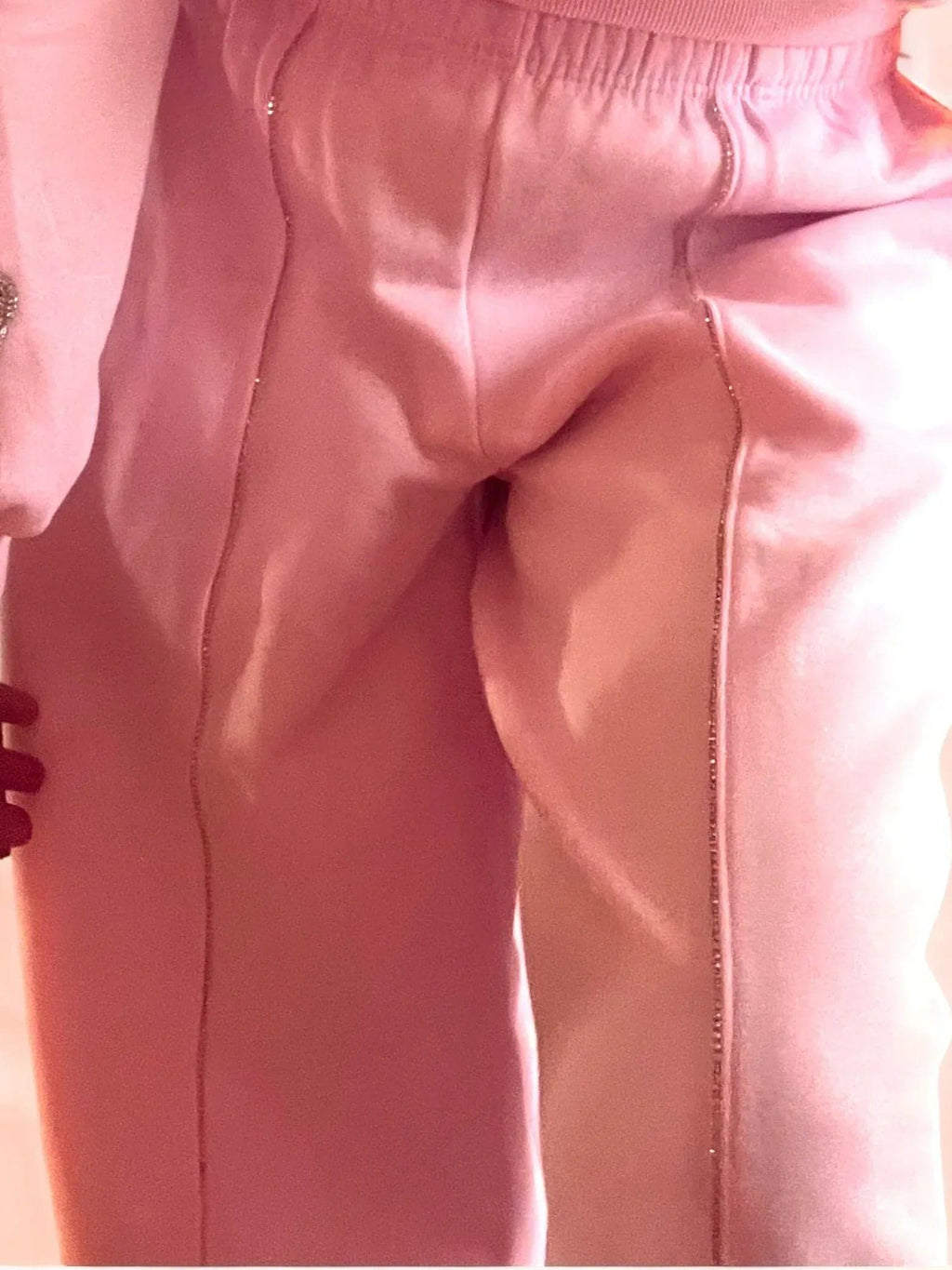 Tuta Nuvola Rosa - Felpa Crop e Pantaloni con Strass e Uncinetto