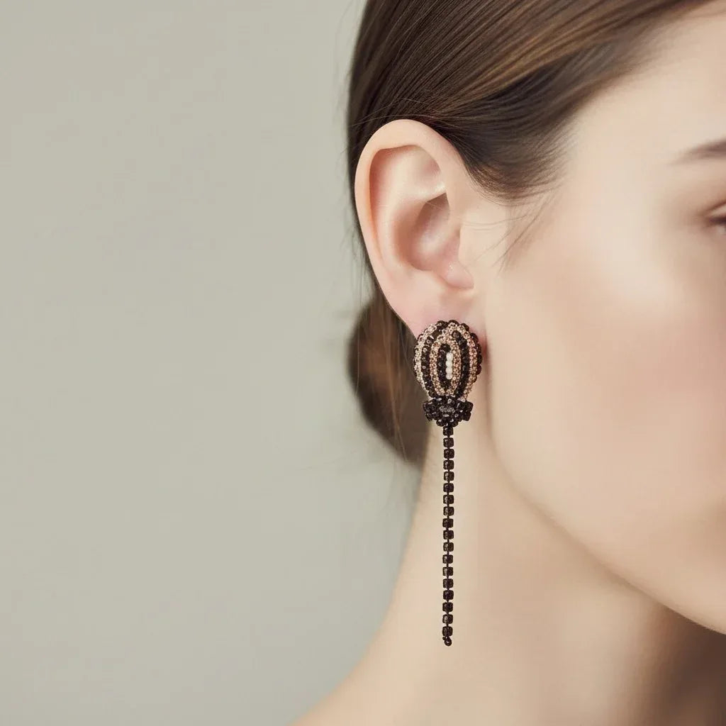 Orecchini Luna Nera - Uncinetto Glamour con Swarovski - Légèreté 🎈by SA