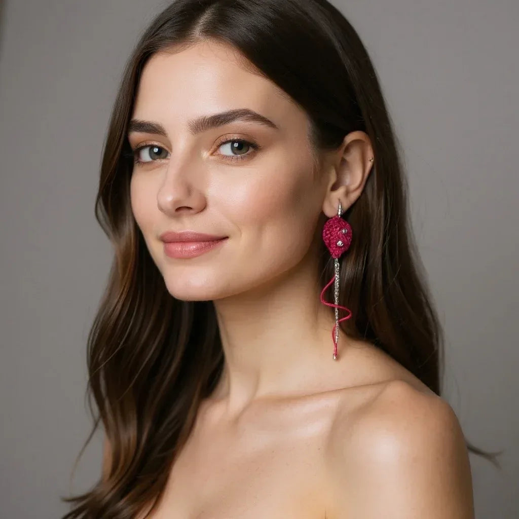 Orecchini Palloncino Rosso - Uncinetto Artigianale Passionale - Légèreté 🎈by SA