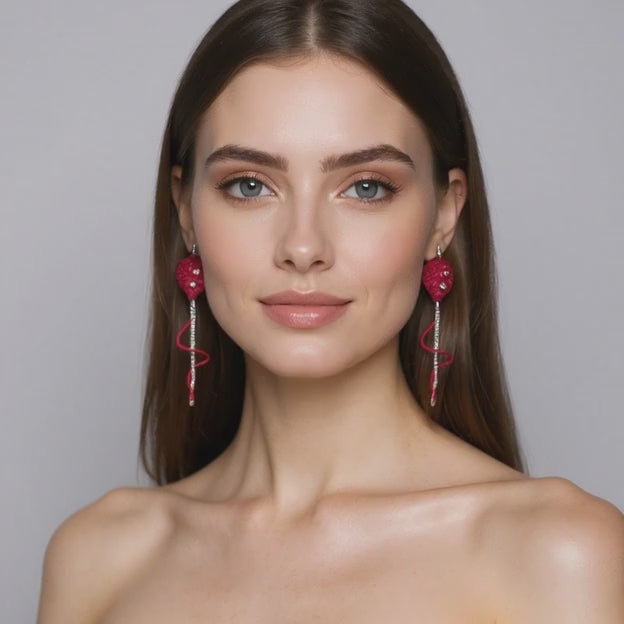 Orecchini Palloncino Rosso - Uncinetto Artigianale Passionale